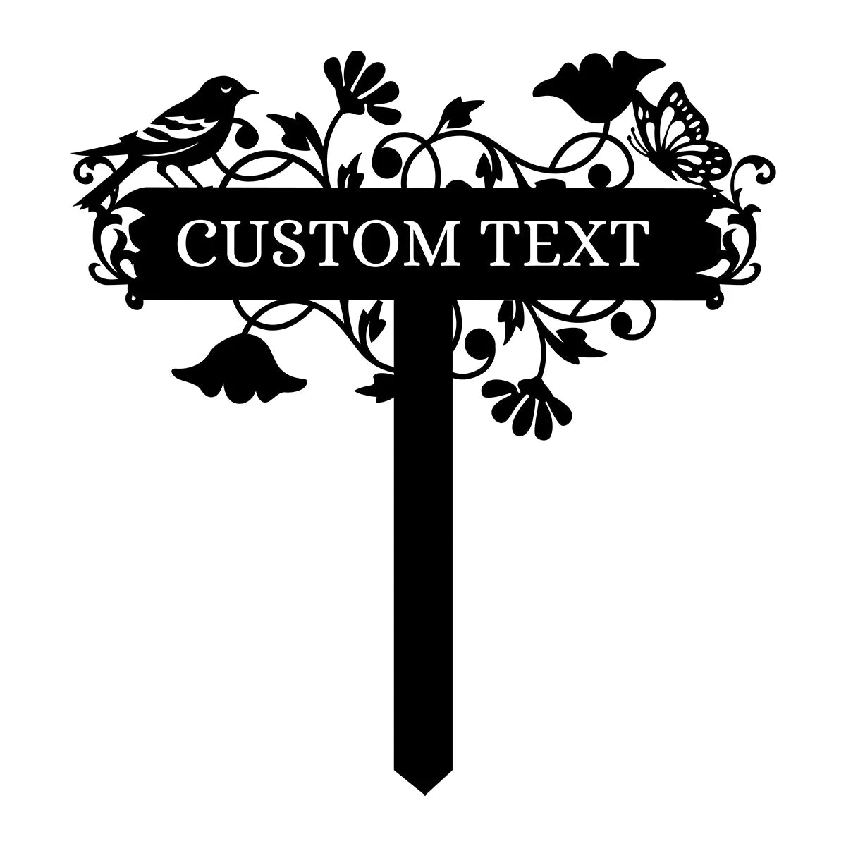 Custom Bird Garden Sign,Butterfly Garden Stake,Garden Art,Metal Yard Art,Garden Decor,Personalized Garden Name Metal Sign