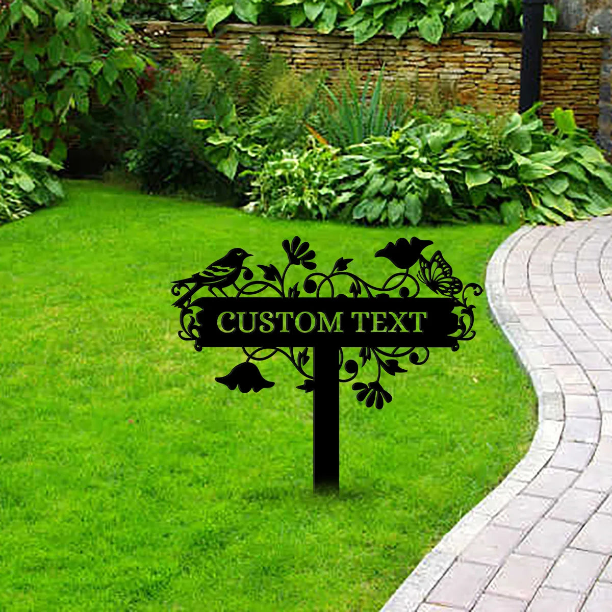 Custom Bird Garden Sign,Butterfly Garden Stake,Garden Art,Metal Yard Art,Garden Decor,Personalized Garden Name Metal Sign