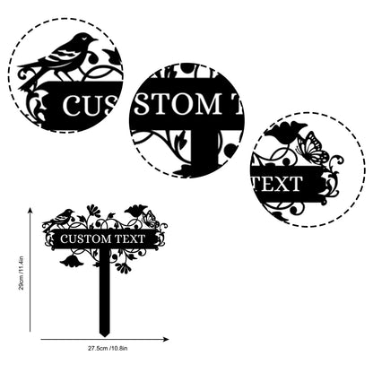 Custom Bird Garden Sign,Butterfly Garden Stake,Garden Art,Metal Yard Art,Garden Decor,Personalized Garden Name Metal Sign