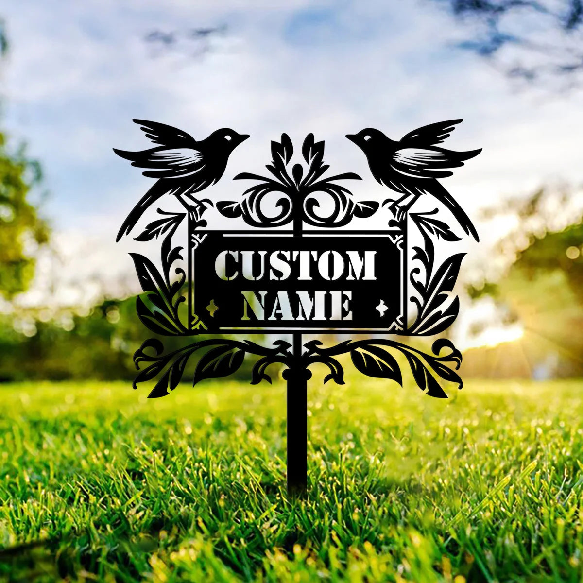 Custom Bird Garden Sign,Butterfly Garden Stake,Garden Art,Metal Yard Art,Garden Decor,Personalized Garden Name Metal Sign