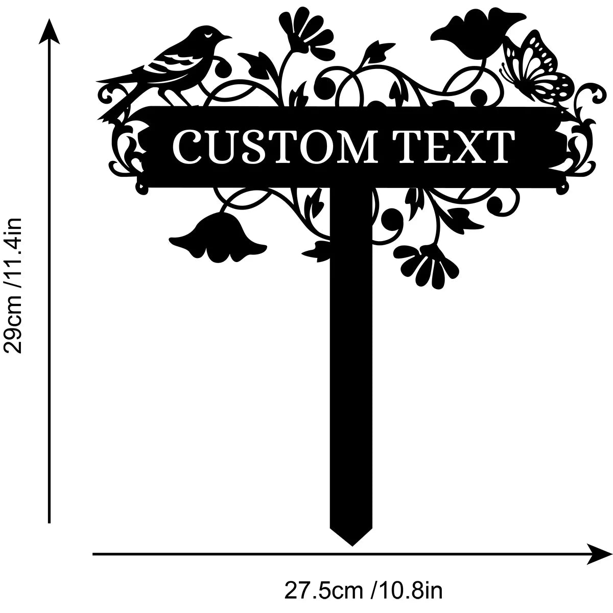 Custom Bird Garden Sign,Butterfly Garden Stake,Garden Art,Metal Yard Art,Garden Decor,Personalized Garden Name Metal Sign