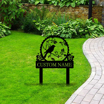 Custom Bird Garden Sign,Butterfly Garden Stake,Garden Art,Metal Yard Art,Garden Decor,Personalized Garden Name Metal Sign