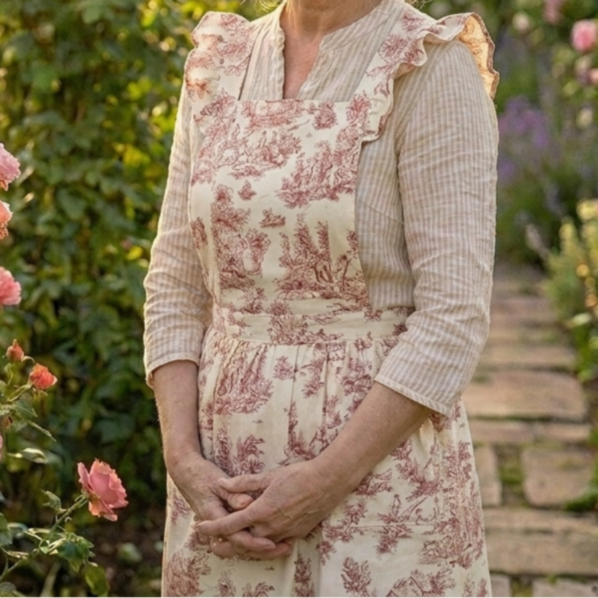 Ruffled Cross-Back Garden Apron